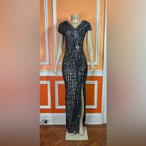 BALMAIN 
Sequin-Embellished Gown - Silver